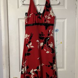 Red Floral Halter Dress