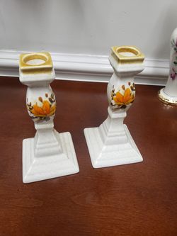 Hand painted Japanese candle holders