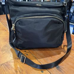 Used Tumi Shoulder Bag / Crossbody Bag, Black with Gold Accents