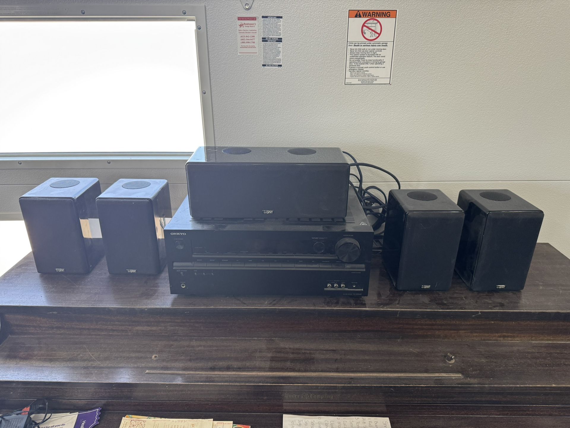 Onkyo A/V Receiver and Saga surround sound system