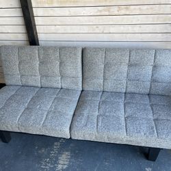 Nisco Convertible Folding Memory Foam Futon with Back Split - Tufted Grey