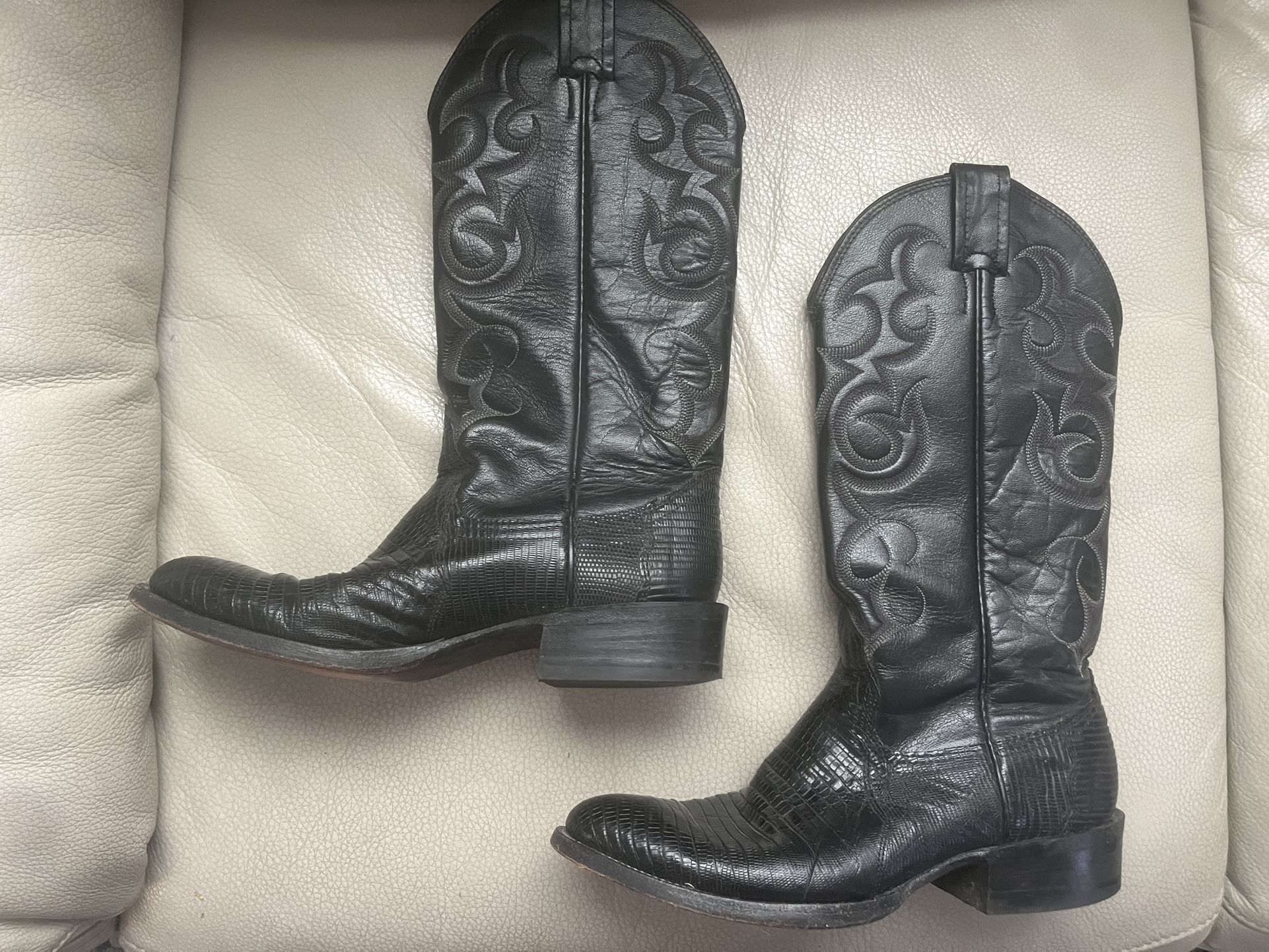 Vintage Nocona Western Boots Black Lizard Women’s 5.5