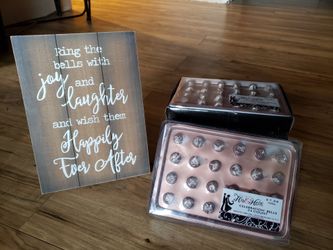 Wedding Send Off Sign and Rose gold Bells