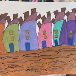 Houses From Mexico New Acrylic Painting 