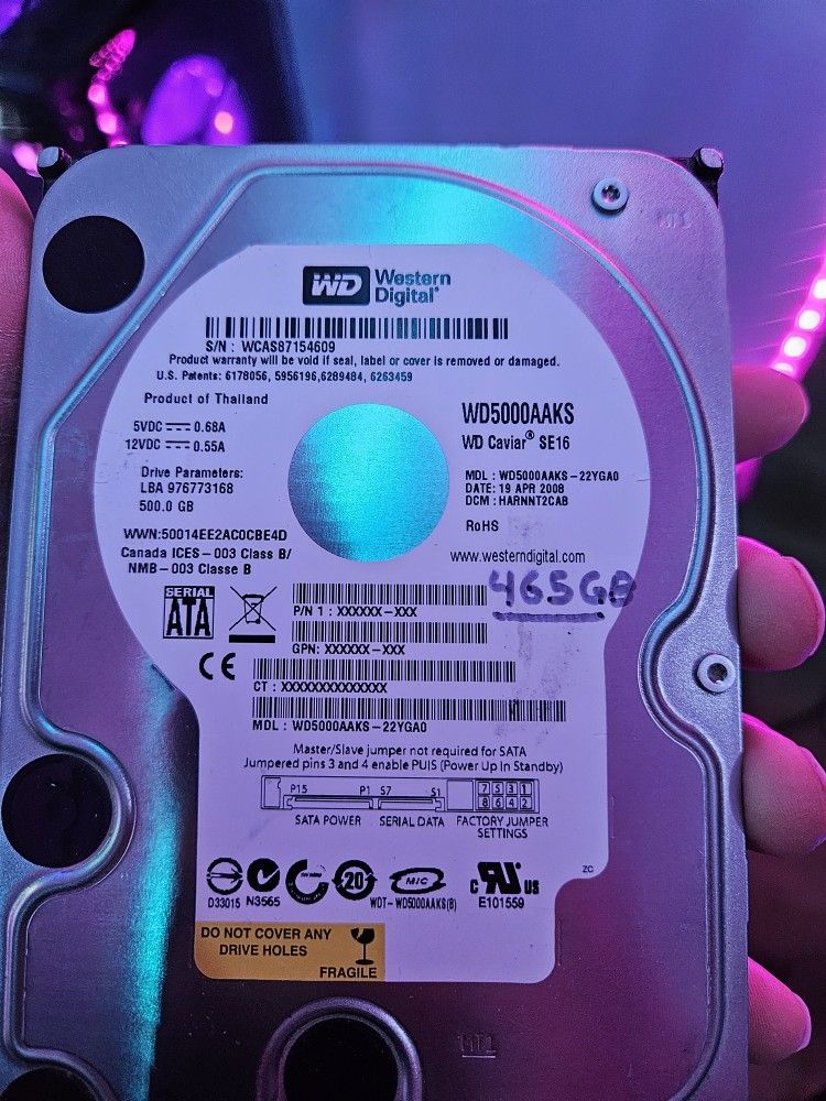 500 GB Western Digital Hard Drive