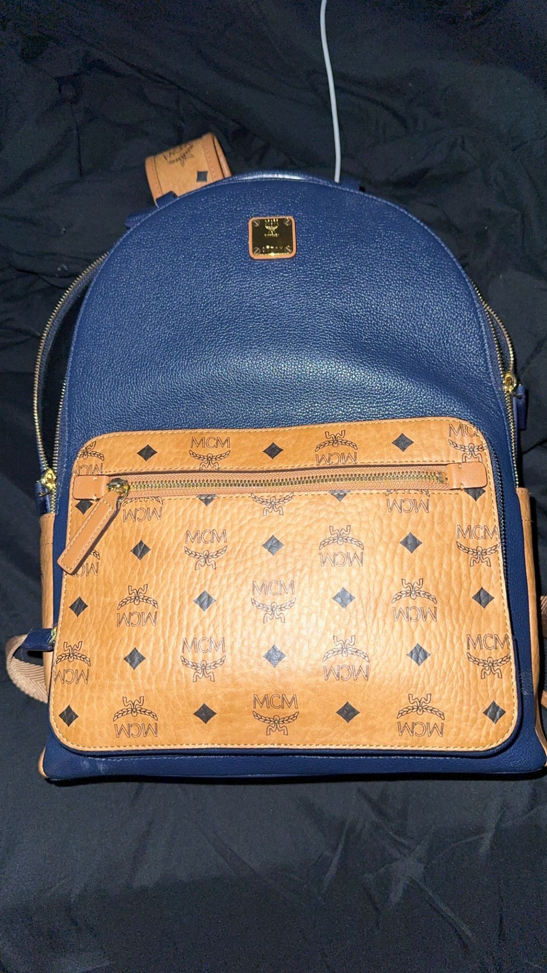 MCM  LIMITED COGNAC AND NAVY BACKPACK 