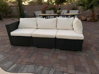 3 Pieces Patio Furniture Set Outdoor Sectional Wicker Patio Furniture Patio Couch