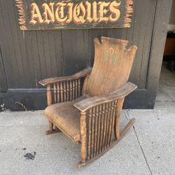 Antique Folk Art Wooden Rocking Chair