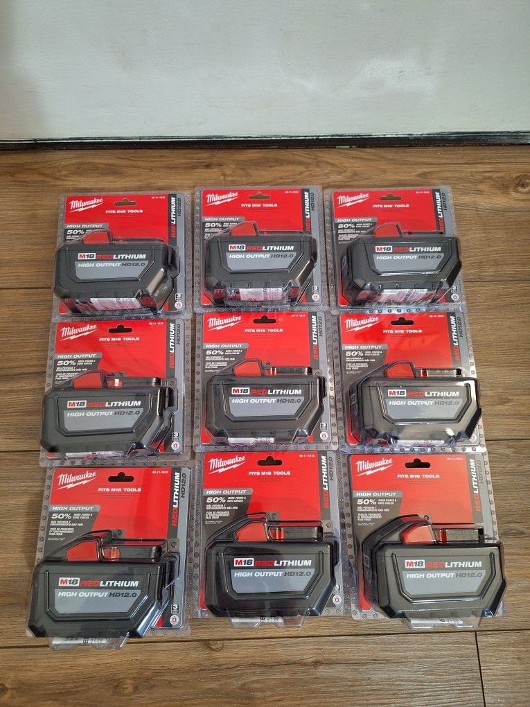 Milwaukee M18 High Output HD 12.0 AH Battery $180/Each