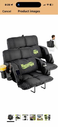 Wide Stadium Seats with Back Support for Bleachers, Bleacher Seat with 5" Thick Comfy Padded Cushion, 6 Adjustable Angle, Lumbar Pillow & Cu (1 Black,