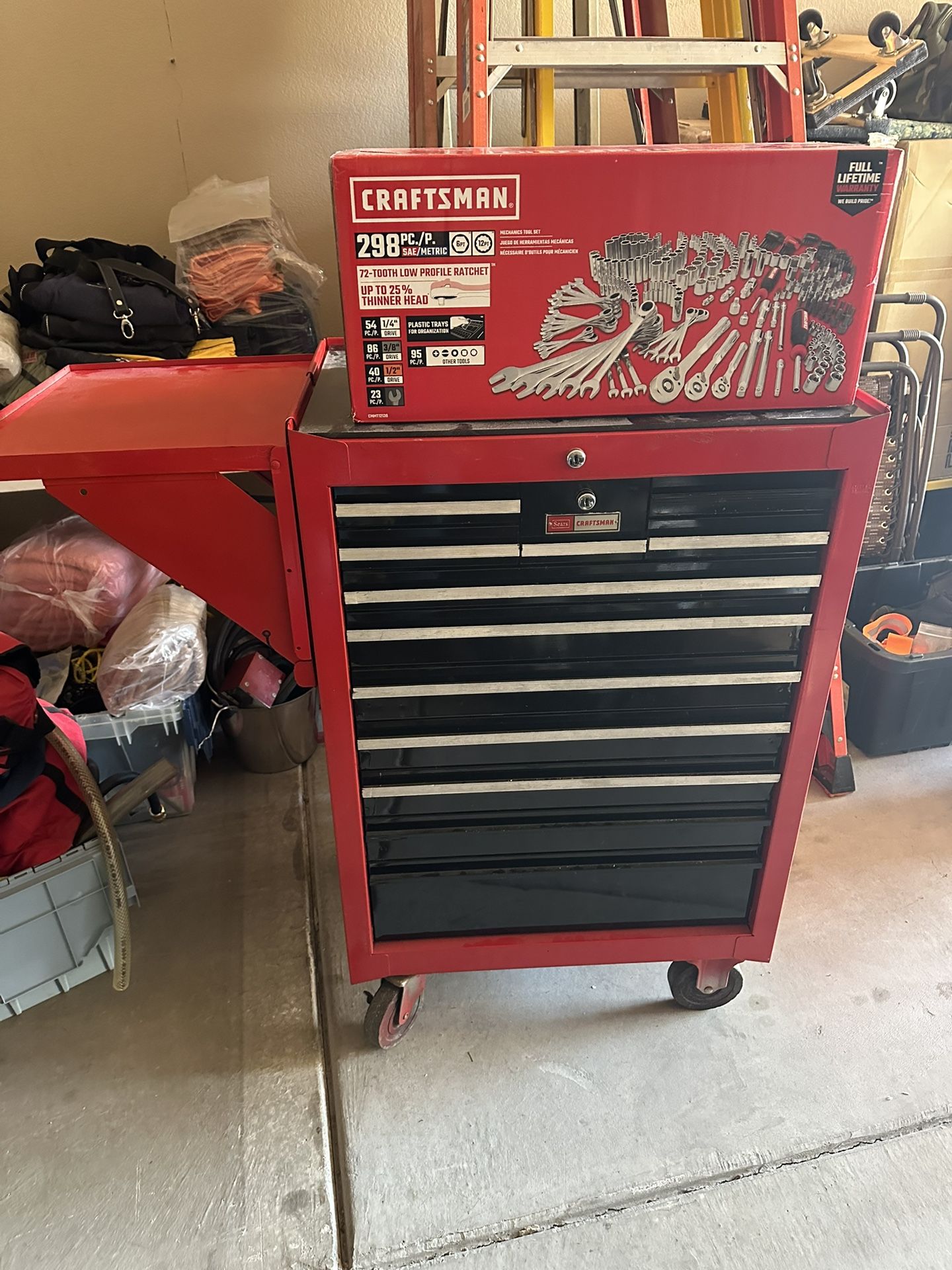 Vintage Craftsman Tool Cabinet And New Craftsman 298 Piece Tools In Trays