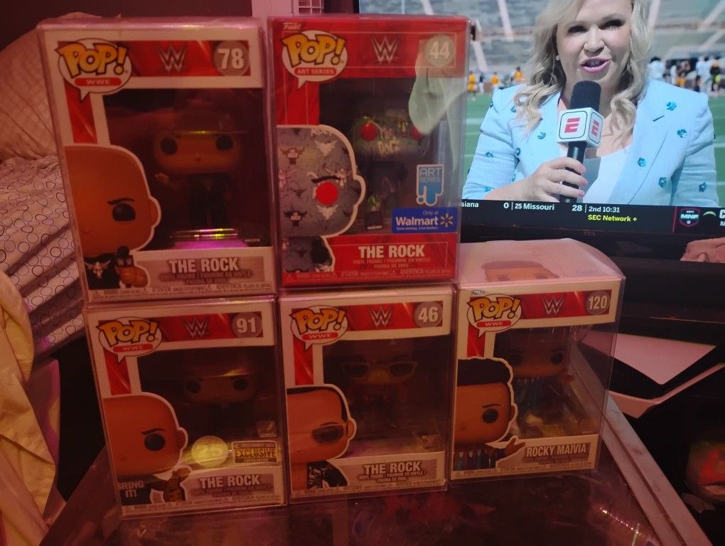 WWE Funko Pop Lot Of 5 The Rock WWE With Protecters