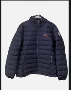Navy Blue Puffer Jacket with Eagle Patch XL
