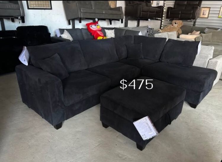 Sectional Sofa Couch With Storage Ottoman Brand New