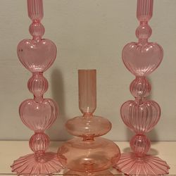 Set Of Three Glass Candle Holders