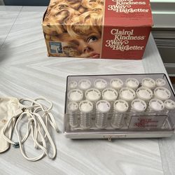 Vintage In Box! Clairol Kindness 3 way Hairsetter K-420 Mist Clips Works Great!  Amazing! In box   23 clips! Plastic holder for cord.   Please see pho