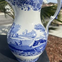 Early 20th Century Spode England Blue White Pitcher