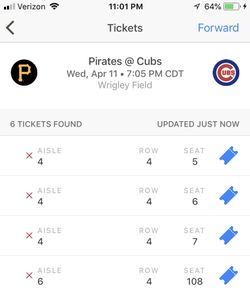 Cubs tickets April 11 Cubs VS Pirates