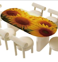 Sunflower Print Oval Table Cover