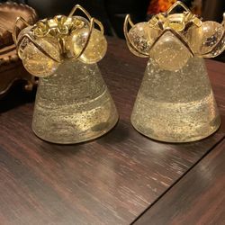 Vintage 2 Lucite Acrylic Glitter Ball Grape Candle holders MCM Clear Set