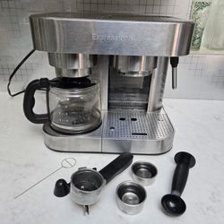 Stainless Steel Combination Pump Espresso Machine with 10-Cup Drip Coffeemaker