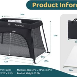 Pamo Babe Mini Travel Crib – Lightweight Baby Playard with Zip Door !!!!