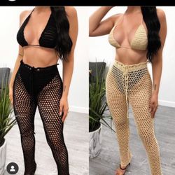Laura’s Boutique-NWT 🏷️ Sexy Black 2 Piece Crochet Fishnet Cover Up🖤 (2 Piece/black Cover Up/festival/rave Wear/cow Girl Costume 