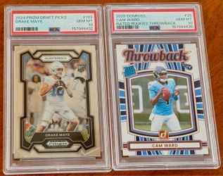 NFL QB ROOKIE CARD PSA 10 SLABS — CAM WARD & DRAKE MAYE