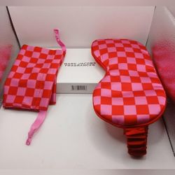 Red and Pink Checkered Eye Mask and Pouch by Marc Jacobs Fragrances