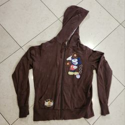 Disney Mickey Mouse Double Sided Brown Kids Child Sweatshirt Hoodie Size XL