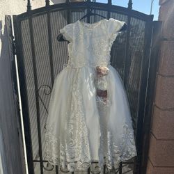 Baptism Little Girl Size 3 Dress Shoes And Headband