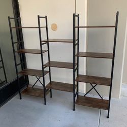 New In Box 60x10x56 Inches Tall 4 Tier Bookshelf Display Triple Can Separate Shelf Rack Steel Frame Can Separate Shelves 