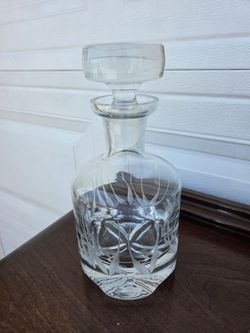 Clear Glass Decanter with Etched Design