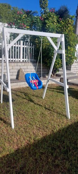 Wooden A-Frame Swing Set with Baby Seat
