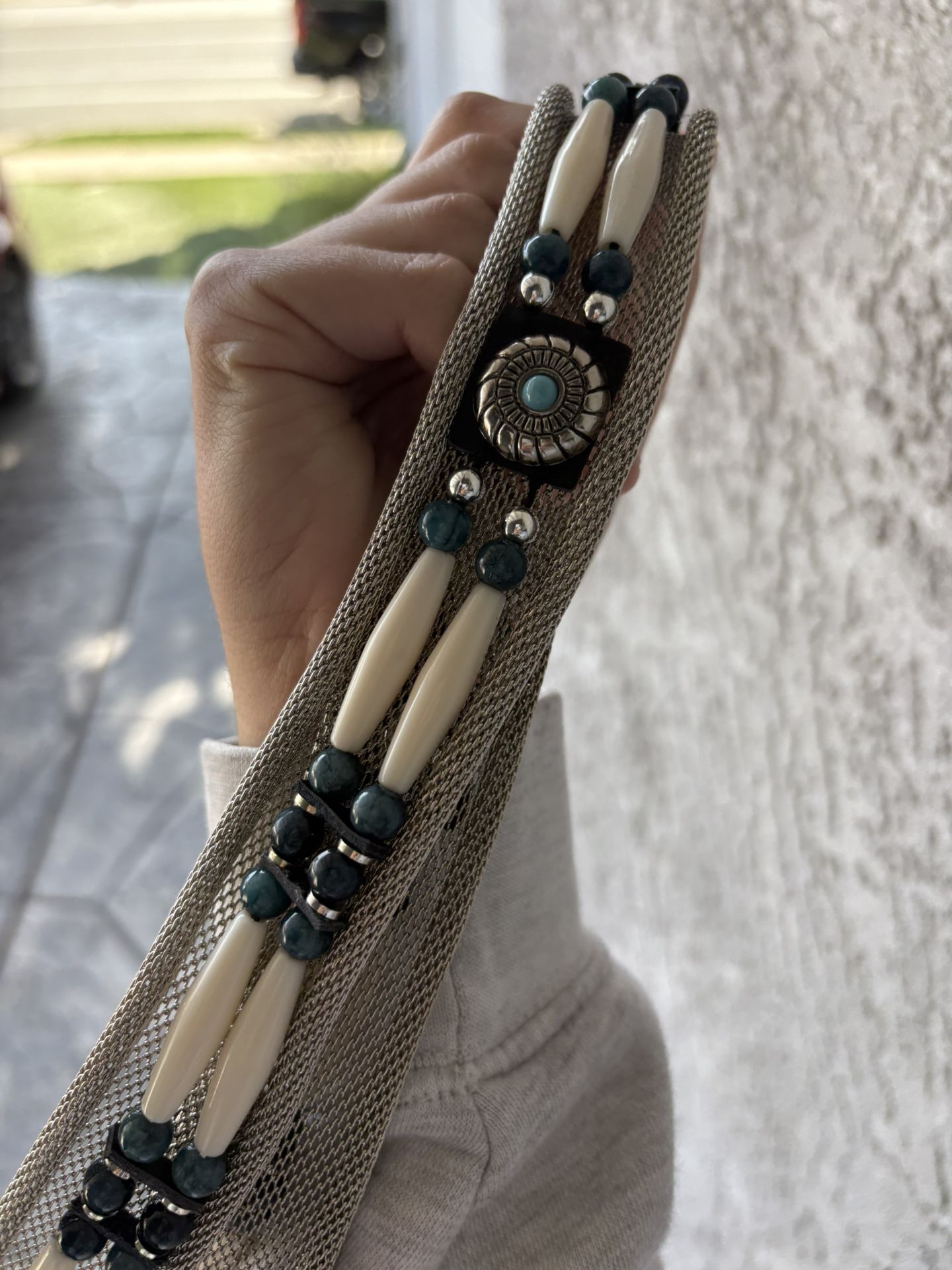 Handmade Metal turquoise beaded belt