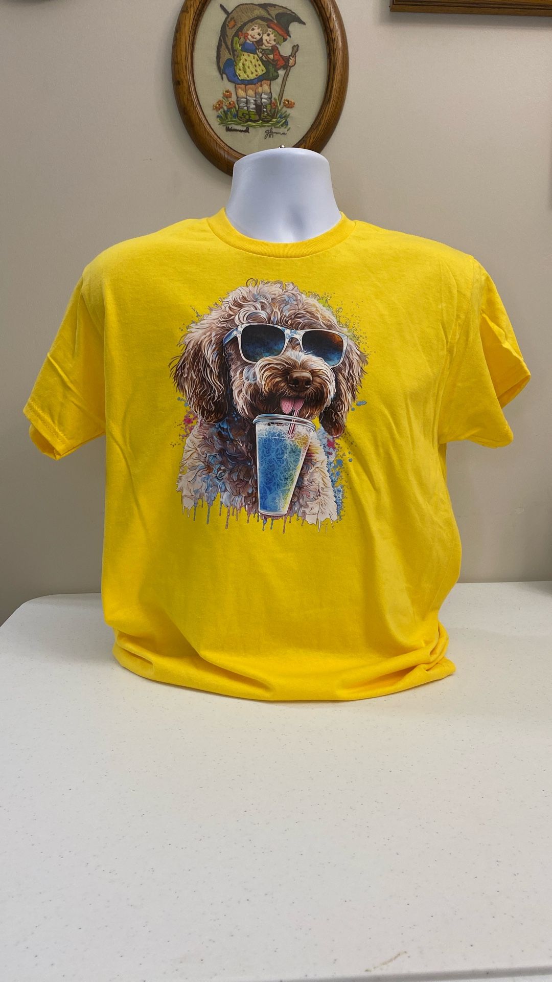 Dog Drinking New T-shirt, Preshrunk Cotton, Size Medium, Free Shipping/local Pickup, (item #382)