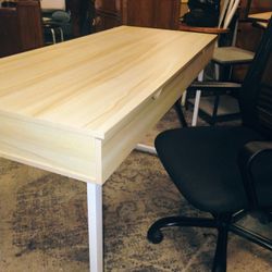 Natural Wood Desk With Chair 