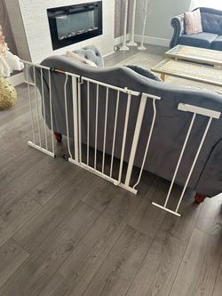 White Metal Baby Safety Gate with Extensions