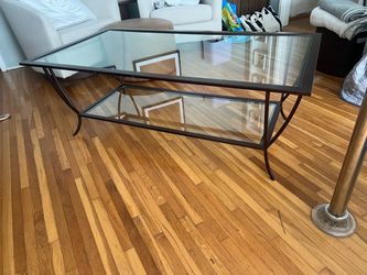 Modern Glass Coffee Table Sturdy Metal/Glass -
