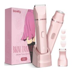 Brand New Bikini Trimmer for Women, Dovety 3 in 1 Painless Electric Razors for Women, Rechargeable Pubic Hair Trimmer Electric Shaver for Legs Body Fa