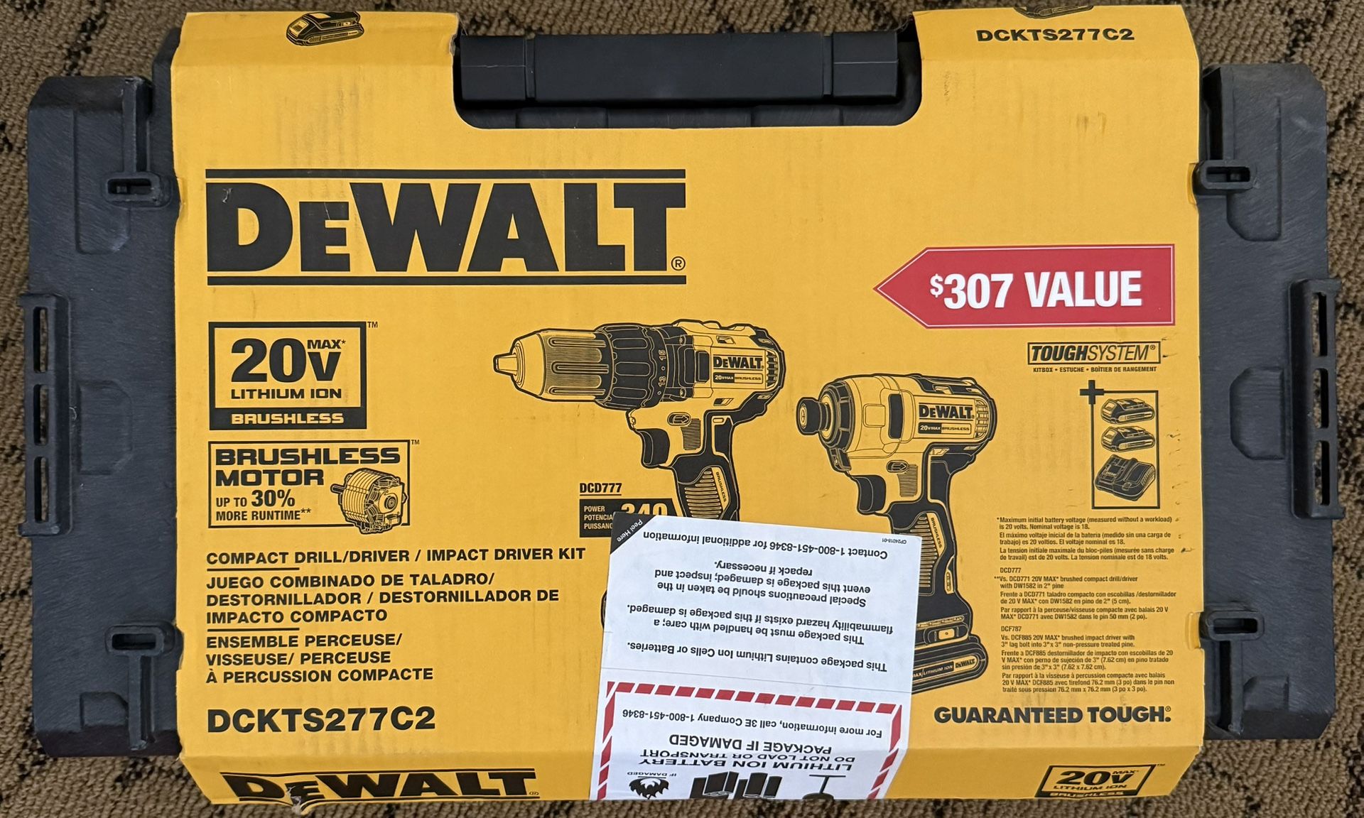 DeWalt DEWALT 20V MAX Cordless Drill Combo Kit with Battery and Charger Included (DCK277C2)