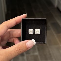 Moissanite 1.2 CT Square Cluster Earrings (New) 