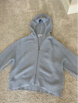 Solid homme knit zip-up hoodie medium