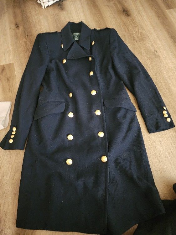 Lauren Ralph Lauren Wool Pea Coat Womens Black Double Breasted Jacket