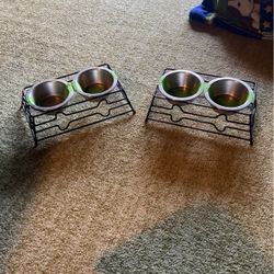 Pet Dishes In Iron Holder 10$ Each 