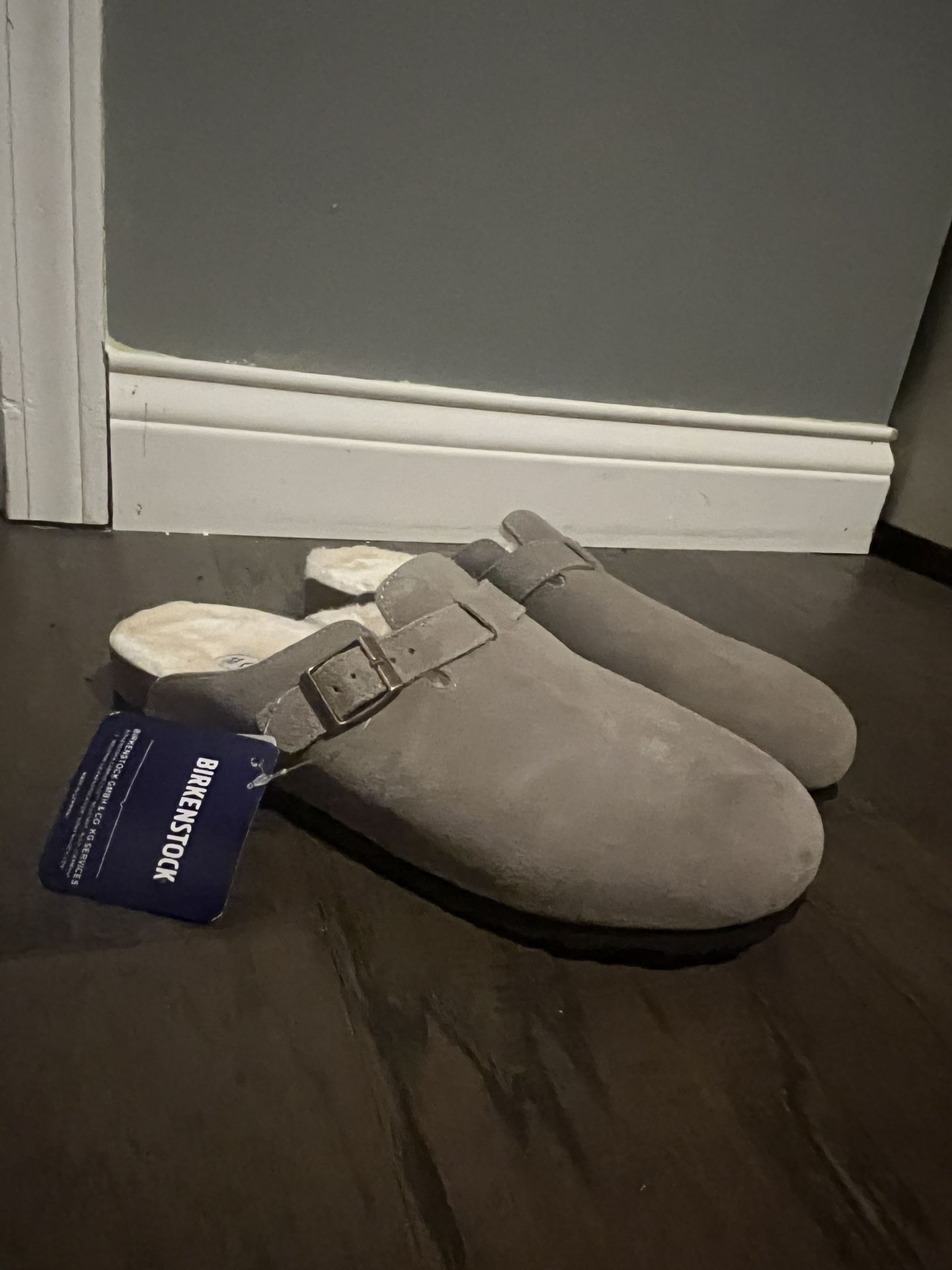 Birkenstock Clogs Boston Shearling, Suede Leather, Size 10
