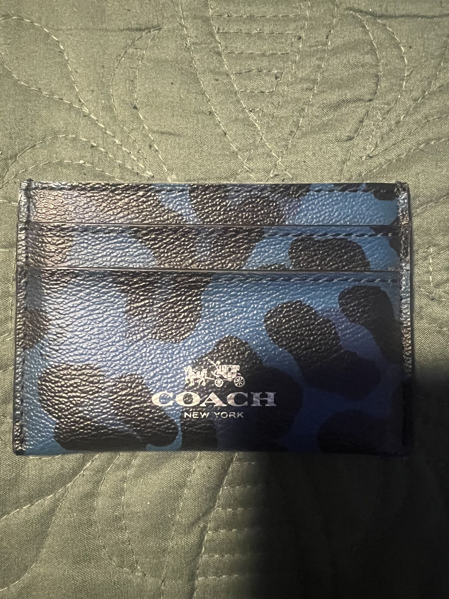 Coach Blue Leopard Card Wallet