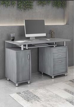 Techno Mobili 48” x 24” Computer Desk w File Cabinet and Drawers