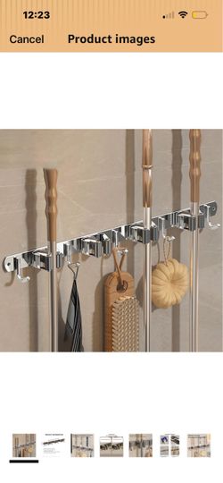 Brand: Generic Wall-Mounted Broom Holder Stainless Steel Mop Storage Rack Laundry Room Storage Solution Suitable for Kitchens, Gardens, Garages (Silve