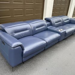 🛋️ Sofa/Couch Recliners - 5 Months Old - Blue - Real Leather - Delivery Available 🚛